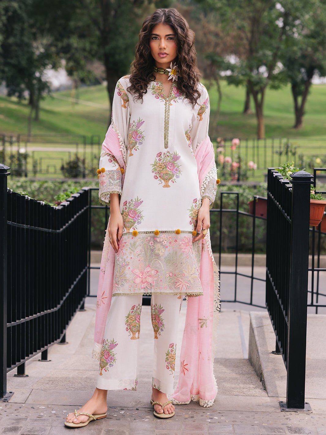 Mahnur | Broadway Luxury Lawn 25 | Cherry Blossom-Brand:Mahnur-Type:Ladies Clothes-White-Lawn-House of Maryam- Buy in UK, USA