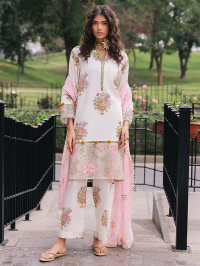 Mahnur | Broadway Luxury Lawn 25 | Cherry Blossom-Brand:Mahnur-Type:Ladies Clothes-White-Lawn-House of Maryam- Buy in UK, USA