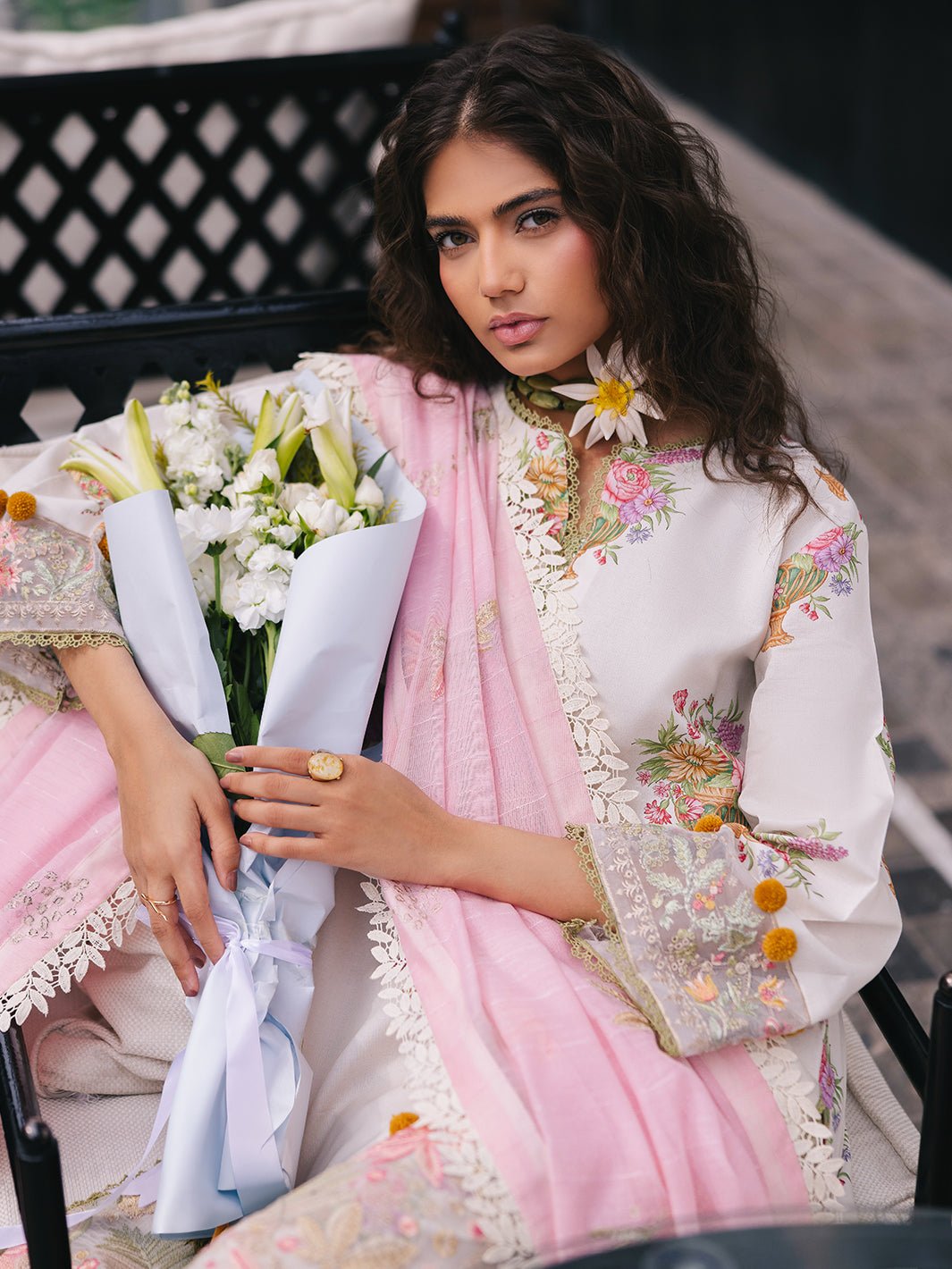 Mahnur | Broadway Luxury Lawn 25 | Cherry Blossom-Brand:Mahnur-Type:Ladies Clothes-White-Lawn-House of Maryam- Buy in UK, USA