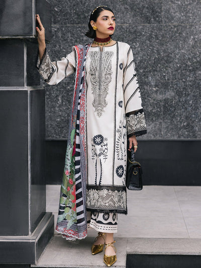 Mahnur | Broadway Luxury Lawn 25 | Freesia-Brand:Mahnur-Type:Ladies Clothes-Off White-Lawn-House of Maryam- Buy in UK, USA