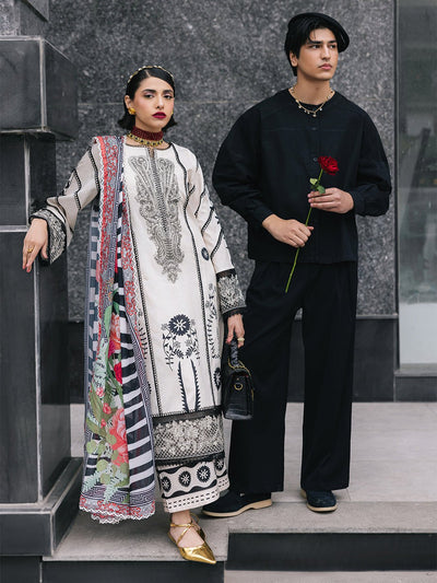 Mahnur | Broadway Luxury Lawn 25 | Freesia-Brand:Mahnur-Type:Ladies Clothes-Off White-Lawn-House of Maryam- Buy in UK, USA