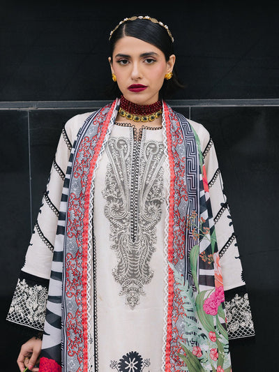 Mahnur | Broadway Luxury Lawn 25 | Freesia-Brand:Mahnur-Type:Ladies Clothes-Off White-Lawn-House of Maryam- Buy in UK, USA