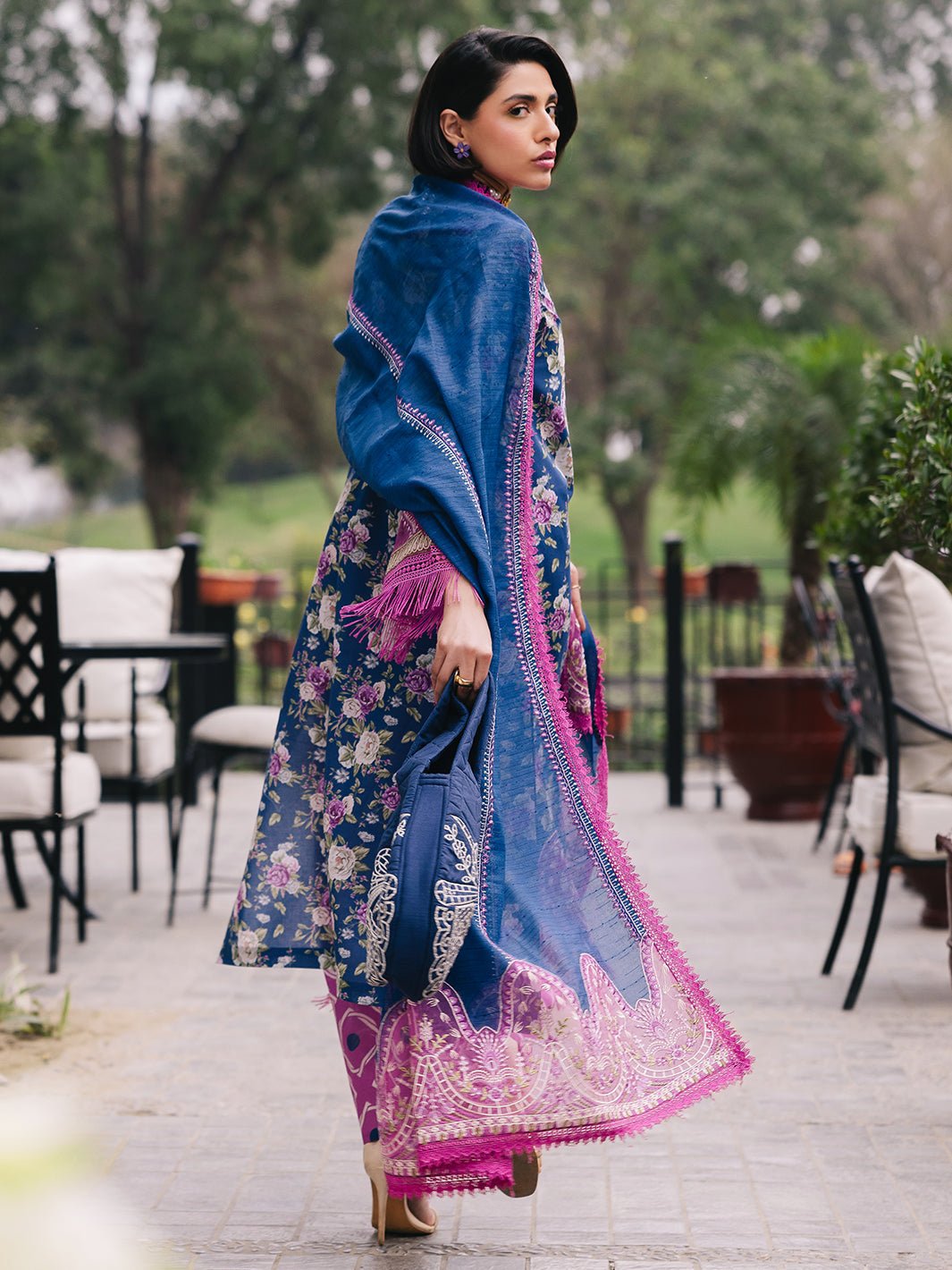 Mahnur | Broadway Luxury Lawn 25 | Ires-Brand:Mahnur-Type:Ladies Clothes-Blue-Lawn-House of Maryam- Buy in UK, USA