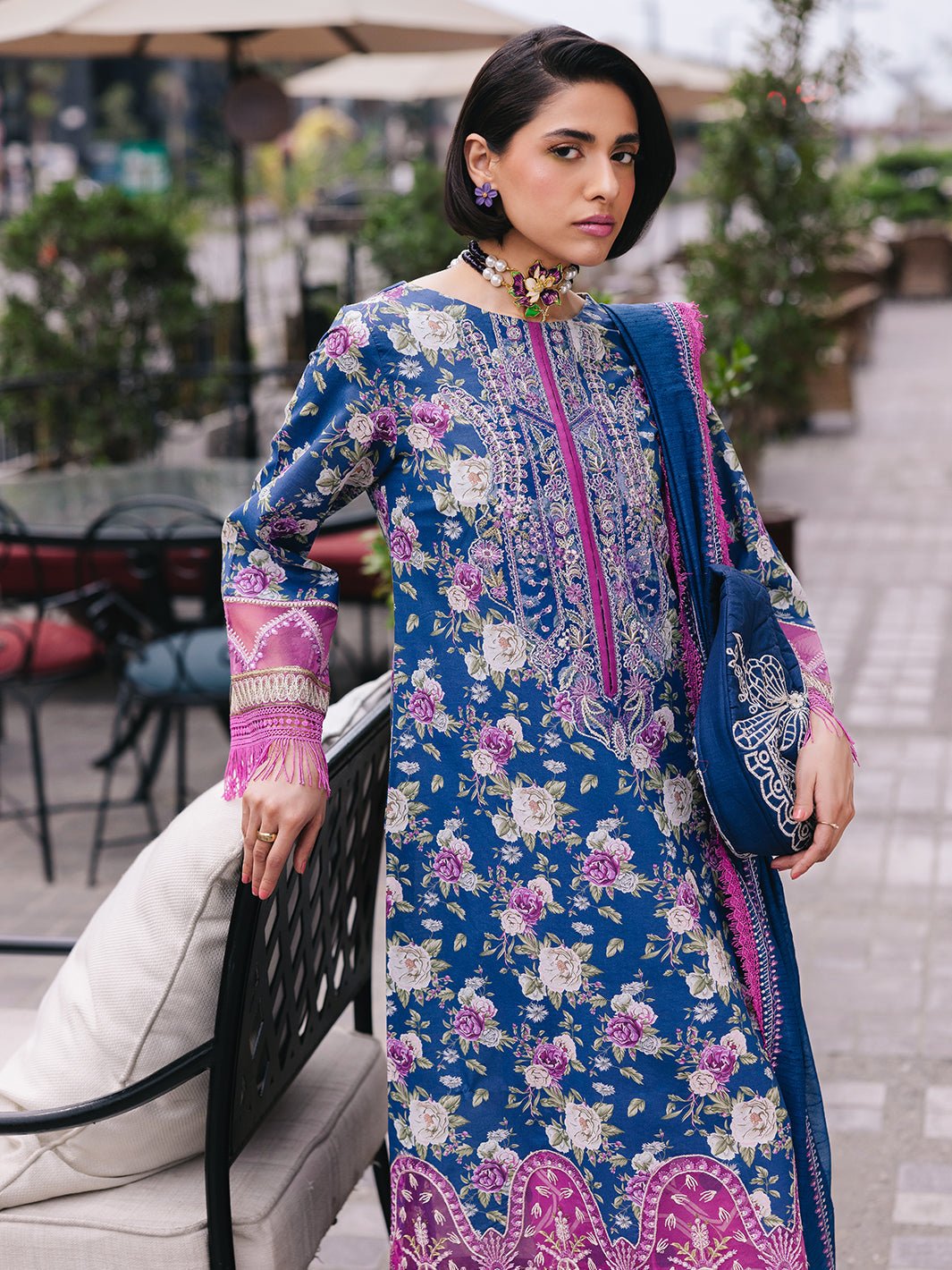 Mahnur | Broadway Luxury Lawn 25 | Ires-Brand:Mahnur-Type:Ladies Clothes-Blue-Lawn-House of Maryam- Buy in UK, USA