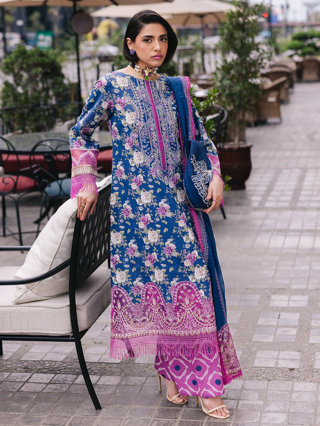 Mahnur | Broadway Luxury Lawn 25 | Ires-Brand:Mahnur-Type:Ladies Clothes-Blue-Lawn-House of Maryam- Buy in UK, USA