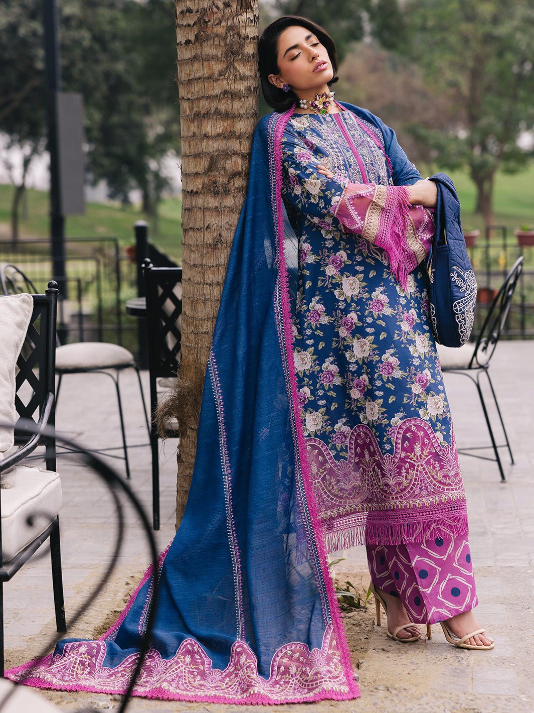 Mahnur | Broadway Luxury Lawn 25 | Ires-Brand:Mahnur-Type:Ladies Clothes-Blue-Lawn-House of Maryam- Buy in UK, USA