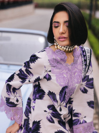 Mahnur | Broadway Luxury Lawn 25 | Lilac-Brand:Mahnur-Type:Ladies Clothes-Lilac-Lawn-House of Maryam- Buy in UK, USA