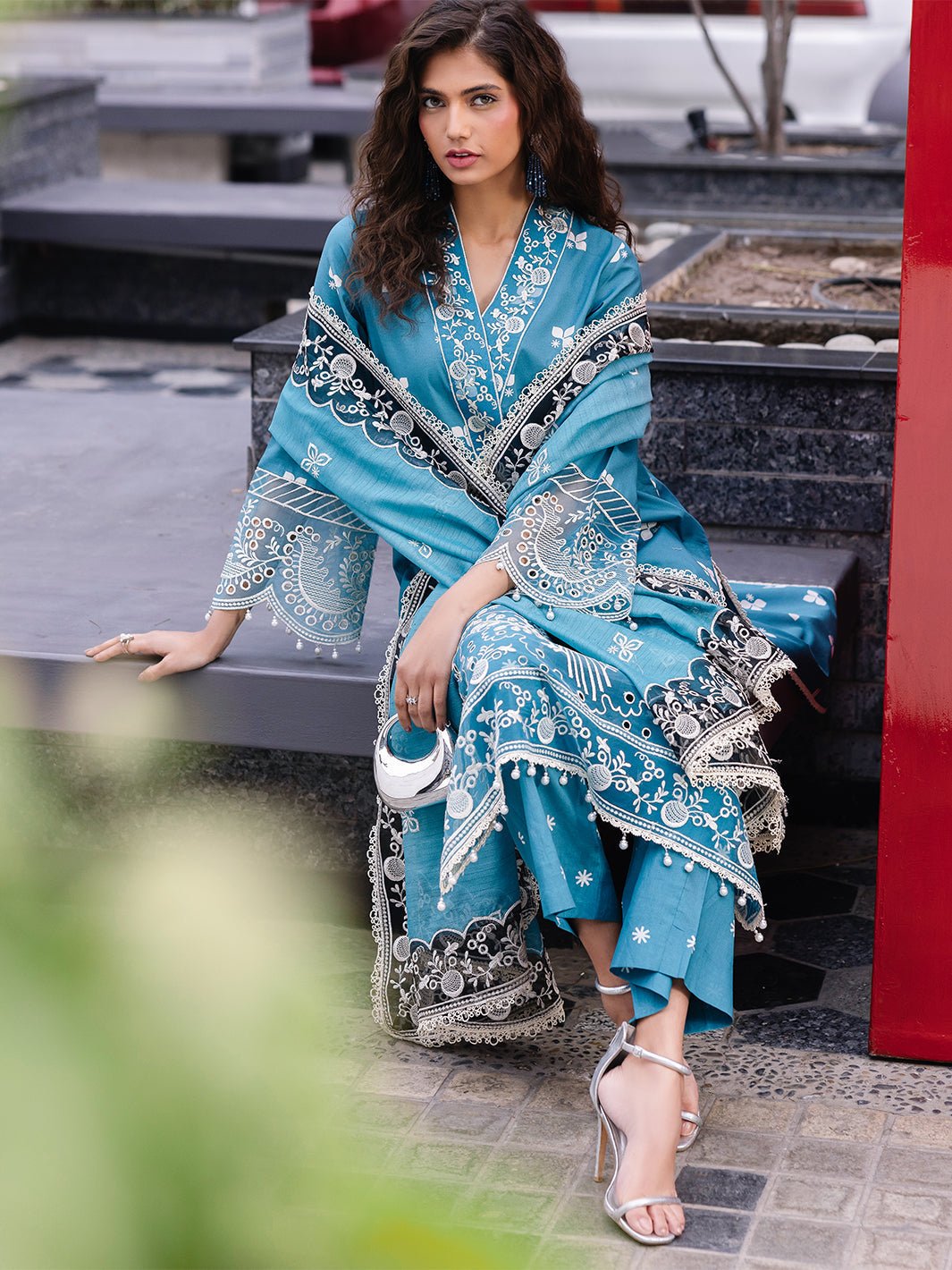 Mahnur | Broadway Luxury Lawn 25 | Scarlet-Brand:Mahnur-Type:Ladies Clothes-Teal-Lawn-House of Maryam- Buy in UK, USA