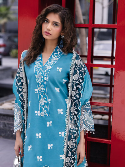 Mahnur | Broadway Luxury Lawn 25 | Scarlet-Brand:Mahnur-Type:Ladies Clothes-Teal-Lawn-House of Maryam- Buy in UK, USA