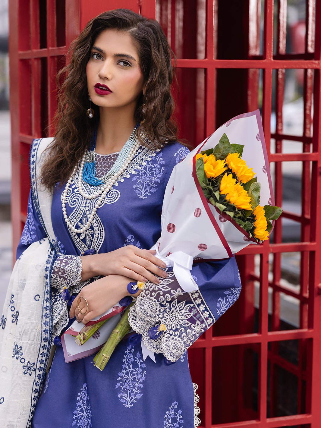 Mahnur | Broadway Luxury Lawn 25 | Tulip-Brand:Mahnur-Type:Ladies Clothes-Blue-Lawn-House of Maryam- Buy in UK, USA