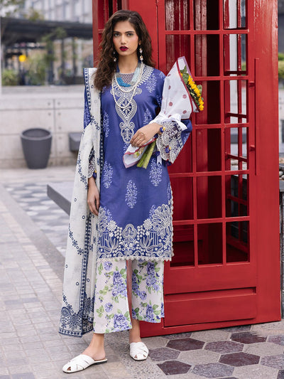 Mahnur | Broadway Luxury Lawn 25 | Tulip-Brand:Mahnur-Type:Ladies Clothes-Blue-Lawn-House of Maryam- Buy in UK, USA