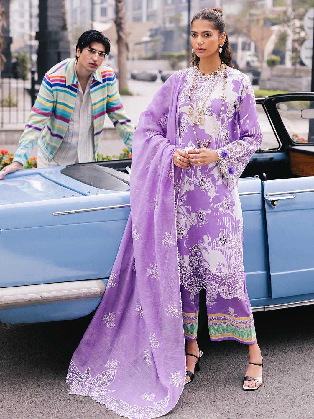 Mahnur | Broadway Luxury Lawn 25 | Viola-Brand:Mahnur-Type:Ladies Clothes-Purple-Lawn-House of Maryam- Buy in UK, USA