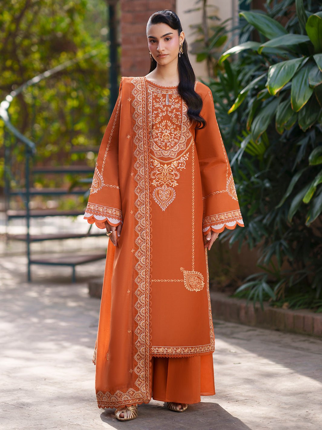 Mahnur | Fiona Lawn 26 | F-02-Brand:Mahnur-Type:Ladies Clothes-Orange-Lawn-House of Maryam- Buy in UK, USA