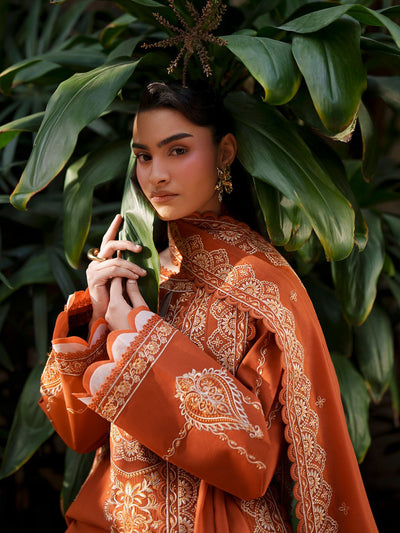 Mahnur | Fiona Lawn 26 | F-02-Brand:Mahnur-Type:Ladies Clothes-Orange-Lawn-House of Maryam- Buy in UK, USA