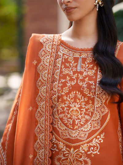 Mahnur | Fiona Lawn 26 | F-02-Brand:Mahnur-Type:Ladies Clothes-Orange-Lawn-House of Maryam- Buy in UK, USA