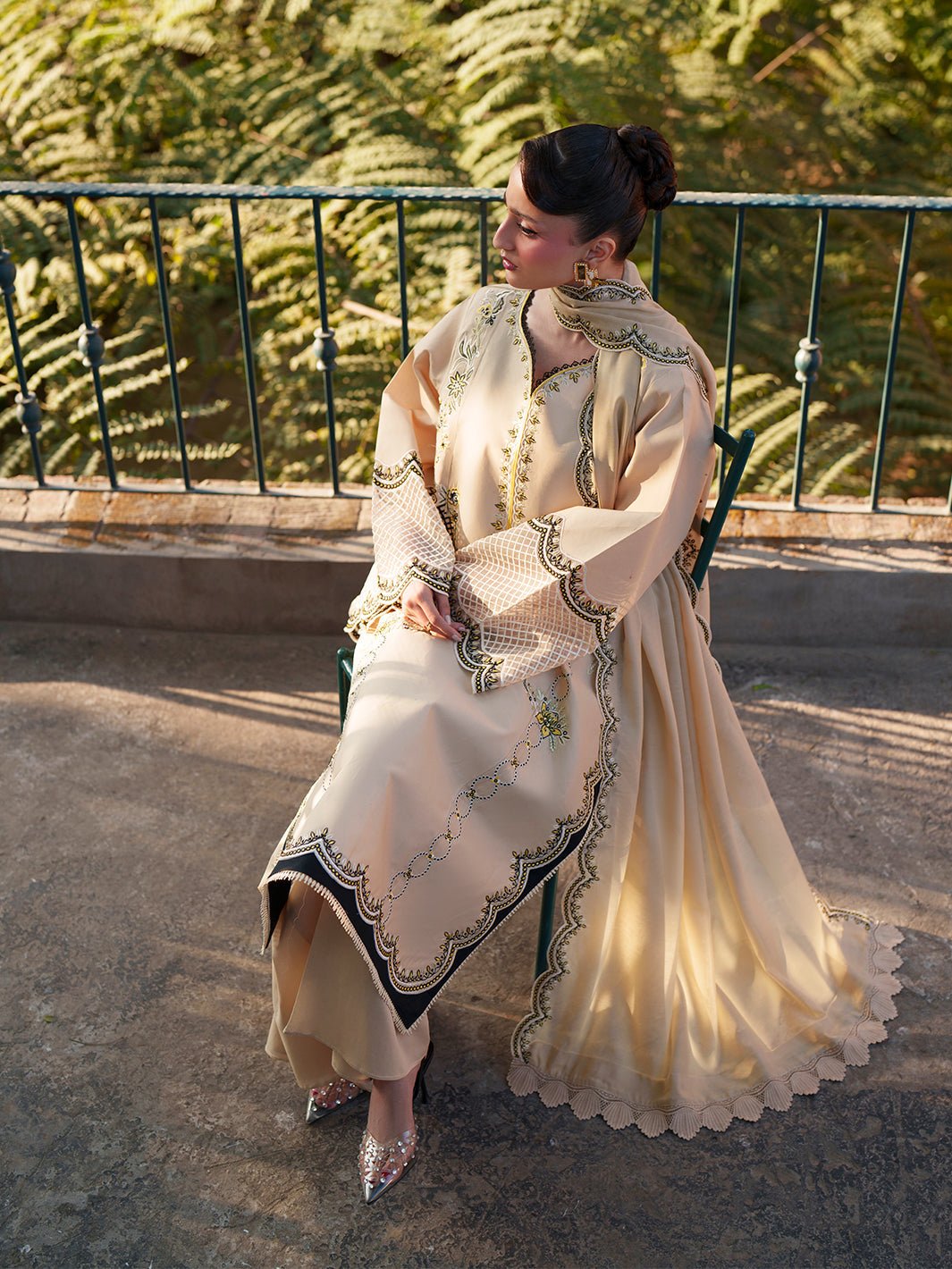 Mahnur | Fiona Lawn 26 | F-04-Brand:Mahnur-Type:Ladies Clothes-Beige-Lawn-House of Maryam- Buy in UK, USA