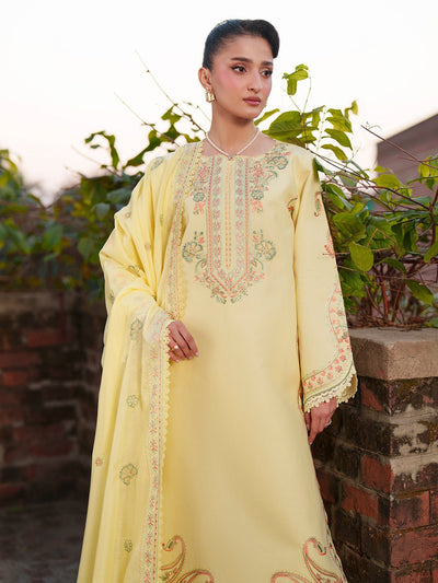 Mahnur | Fiona Lawn 26 | F-05-Brand:Mahnur-Type:Ladies Clothes-Pale Yellow-Lawn-House of Maryam- Buy in UK, USA