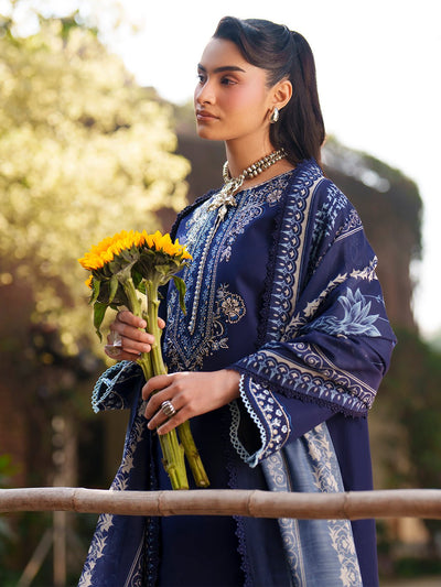 Mahnur | Fiona Lawn 26 | F-06-Brand:Mahnur-Type:Ladies Clothes-Navy Blue-Lawn-House of Maryam- Buy in UK, USA