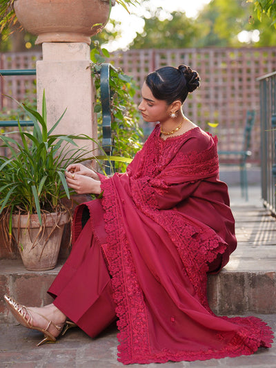 Mahnur | Fiona Lawn 26 | F-07-Brand:Mahnur-Type:Ladies Clothes-Maroon-Lawn-House of Maryam- Buy in UK, USA