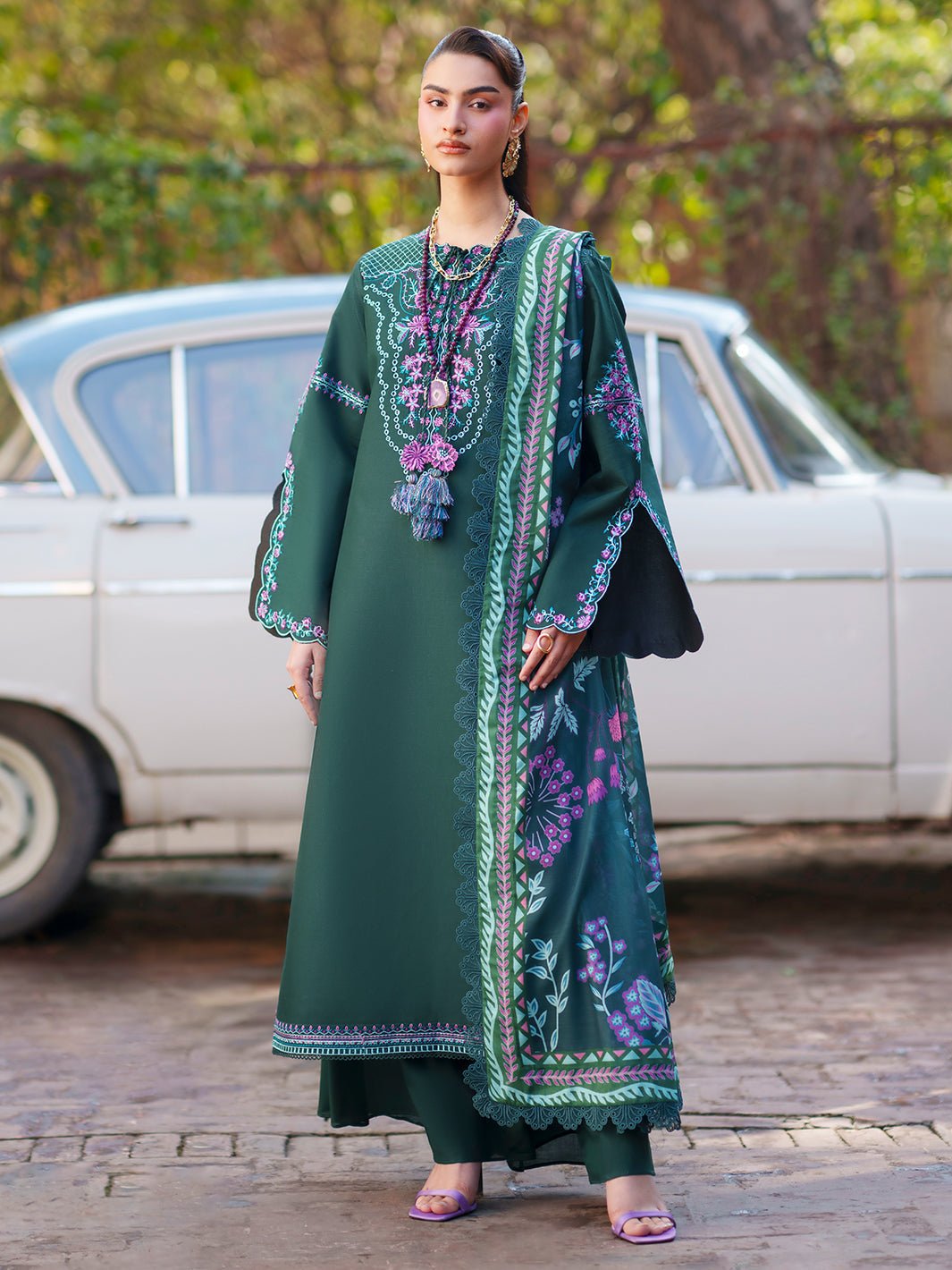 Mahnur | Fiona Lawn 26 | F-08-Brand:Mahnur-Type:Ladies Clothes-Teal Green-Lawn-House of Maryam- Buy in UK, USA