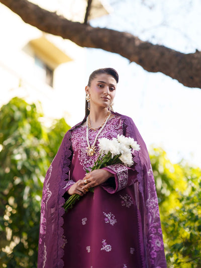 Mahnur | Fiona Lawn 26 | F-10-Brand:Mahnur-Type:Ladies Clothes-Plum-Lawn-House of Maryam- Buy in UK, USA