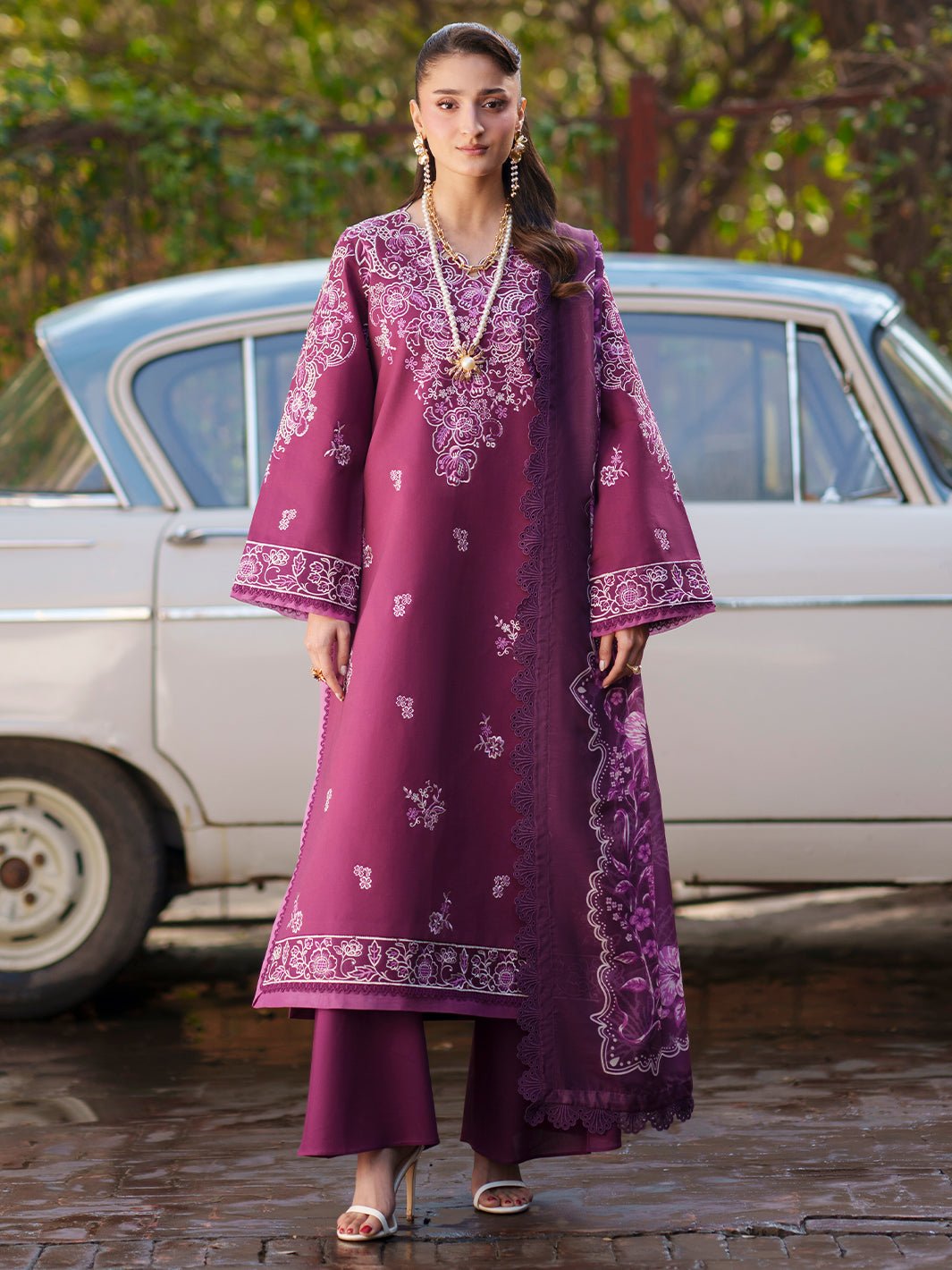 Mahnur | Fiona Lawn 26 | F-10-Brand:Mahnur-Type:Ladies Clothes-Plum-Lawn-House of Maryam- Buy in UK, USA