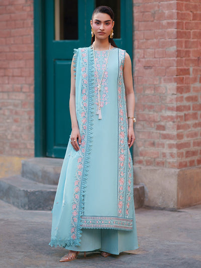 Mahnur | Fiona Lawn 26 | F-12-Brand:Mahnur-Type:Ladies Clothes-Ice Blue-Lawn-House of Maryam- Buy in UK, USA