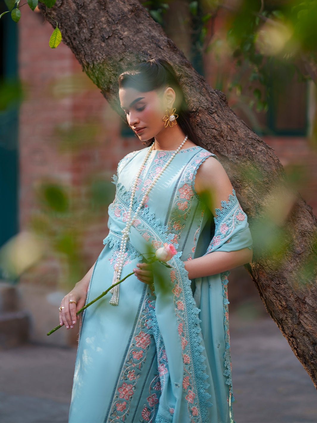 Mahnur | Fiona Lawn 26 | F-12-Brand:Mahnur-Type:Ladies Clothes-Ice Blue-Lawn-House of Maryam- Buy in UK, USA