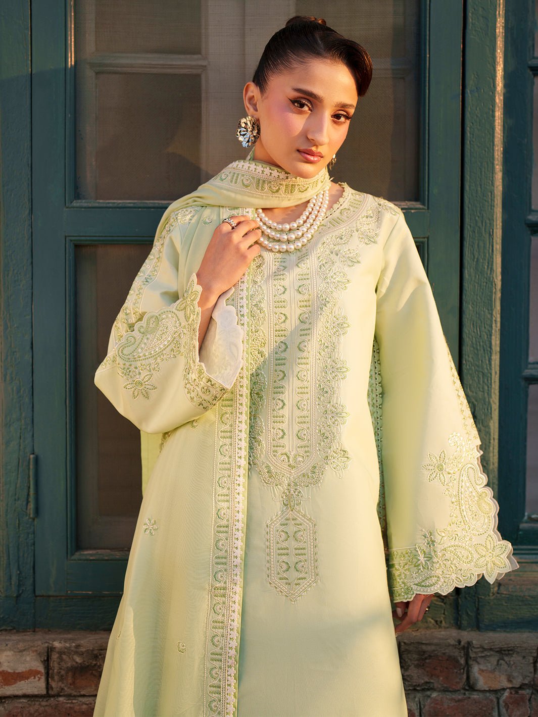Mahnur | Fiona Lawn 26 | F-14-Brand:Mahnur-Type:Ladies Clothes-Mint Green-Lawn-House of Maryam- Buy in UK, USA