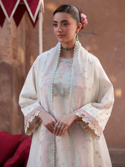 Mahnur | Nilofer Luxury Lawn 26 | NL-02-Brand:Mahnur-Type:Ladies Clothes-Off White-Lawn-House of Maryam- Buy in UK, USA