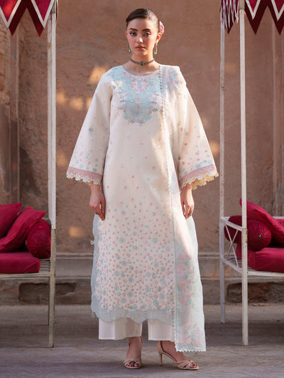 Mahnur | Nilofer Luxury Lawn 26 | NL-02-Brand:Mahnur-Type:Ladies Clothes-Off White-Lawn-House of Maryam- Buy in UK, USA