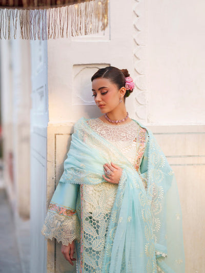 Mahnur | Nilofer Luxury Lawn 26 | NL-03-Brand:Mahnur-Type:Ladies Clothes-Light Blue-Lawn-House of Maryam- Buy in UK, USA