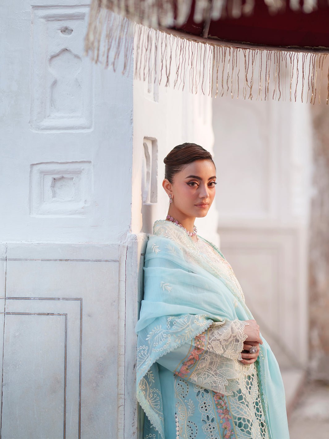 Mahnur | Nilofer Luxury Lawn 26 | NL-03-Brand:Mahnur-Type:Ladies Clothes-Light Blue-Lawn-House of Maryam- Buy in UK, USA