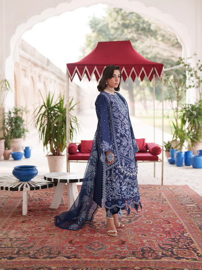 Mahnur | Nilofer Luxury Lawn 26 | NL-04-Brand:Mahnur-Type:Ladies Clothes-Navy Blue-Lawn-House of Maryam- Buy in UK, USA