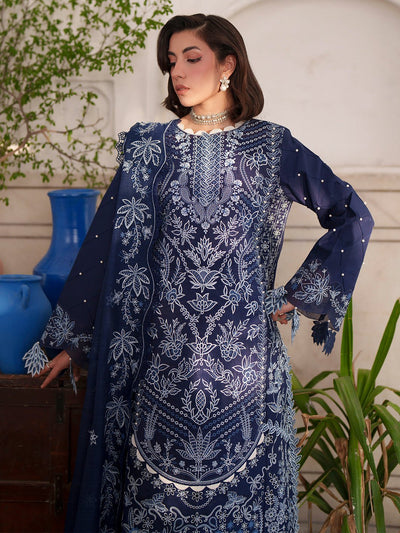Mahnur | Nilofer Luxury Lawn 26 | NL-04-Brand:Mahnur-Type:Ladies Clothes-Navy Blue-Lawn-House of Maryam- Buy in UK, USA