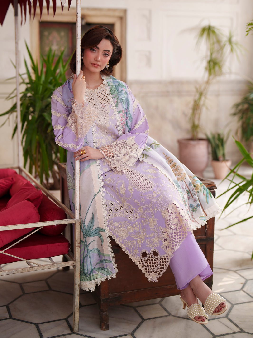 Mahnur | Nilofer Luxury Lawn 26 | NL-05-Brand:Mahnur-Type:Ladies Clothes-Lilac-Lawn-House of Maryam- Buy in UK, USA