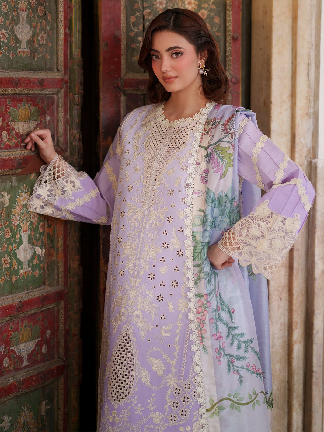 Mahnur | Nilofer Luxury Lawn 26 | NL-05-Brand:Mahnur-Type:Ladies Clothes-Lilac-Lawn-House of Maryam- Buy in UK, USA