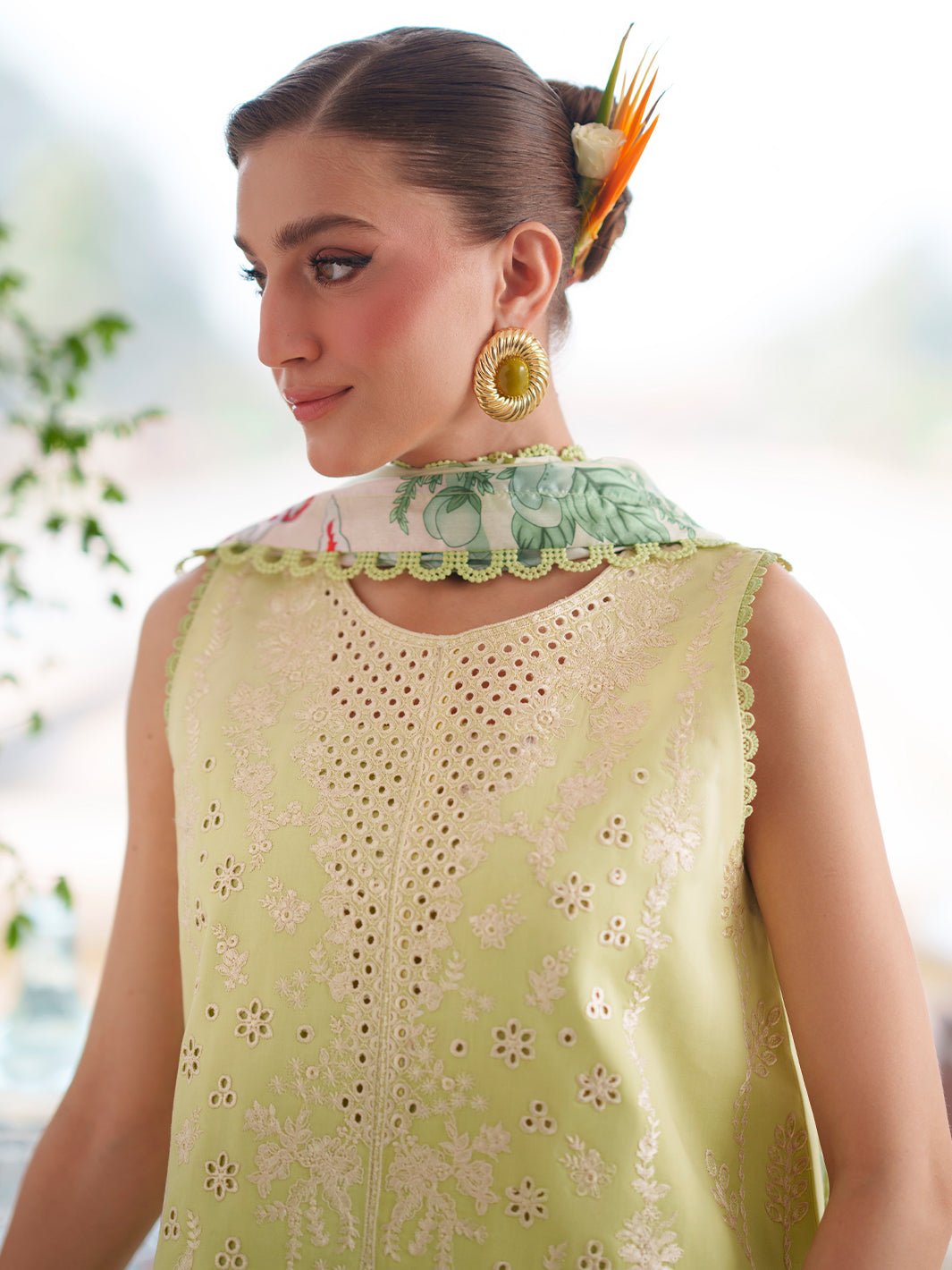 Mahnur | Nilofer Luxury Lawn 26 | NL-06-Brand:Mahnur-Type:Ladies Clothes-Light Lime-Lawn-House of Maryam- Buy in UK, USA