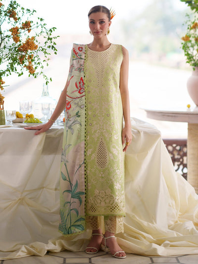 Mahnur | Nilofer Luxury Lawn 26 | NL-06-Brand:Mahnur-Type:Ladies Clothes-Light Lime-Lawn-House of Maryam- Buy in UK, USA