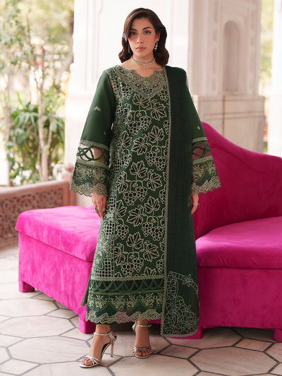 Mahnur | Nilofer Luxury Lawn 26 | NL-09-Brand:Mahnur-Type:Ladies Clothes-Bottle Green-Lawn-House of Maryam- Buy in UK, USA