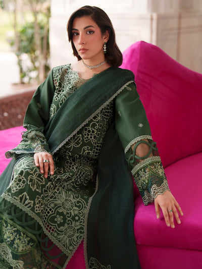 Mahnur | Nilofer Luxury Lawn 26 | NL-09-Brand:Mahnur-Type:Ladies Clothes-Bottle Green-Lawn-House of Maryam- Buy in UK, USA