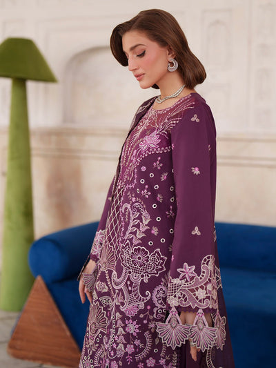Mahnur | Nilofer Luxury Lawn 26 | NL-10-Brand:Mahnur-Type:Ladies Clothes-Plum-Lawn-House of Maryam- Buy in UK, USA