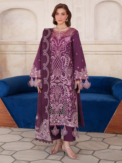 Mahnur | Nilofer Luxury Lawn 26 | NL-10-Brand:Mahnur-Type:Ladies Clothes-Plum-Lawn-House of Maryam- Buy in UK, USA