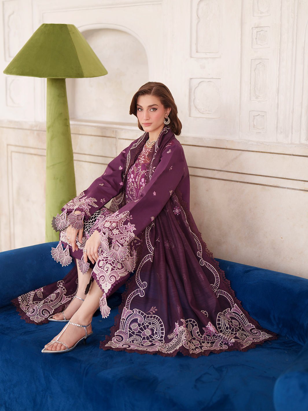 Mahnur | Nilofer Luxury Lawn 26 | NL-10-Brand:Mahnur-Type:Ladies Clothes-Plum-Lawn-House of Maryam- Buy in UK, USA
