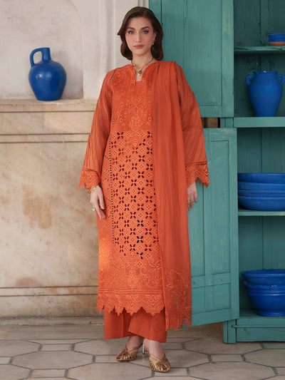 Mahnur | Nilofer Luxury Lawn 26 | NL-11-Brand:Mahnur-Type:Ladies Clothes-Burnt Orange-Lawn-House of Maryam- Buy in UK, USA