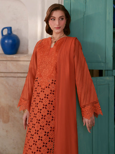Mahnur | Nilofer Luxury Lawn 26 | NL-11-Brand:Mahnur-Type:Ladies Clothes-Burnt Orange-Lawn-House of Maryam- Buy in UK, USA