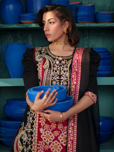 Mahnur | Nilofer Luxury Lawn 26 | NL-12-Brand:Mahnur-Type:Ladies Clothes-Black-Lawn-House of Maryam- Buy in UK, USA