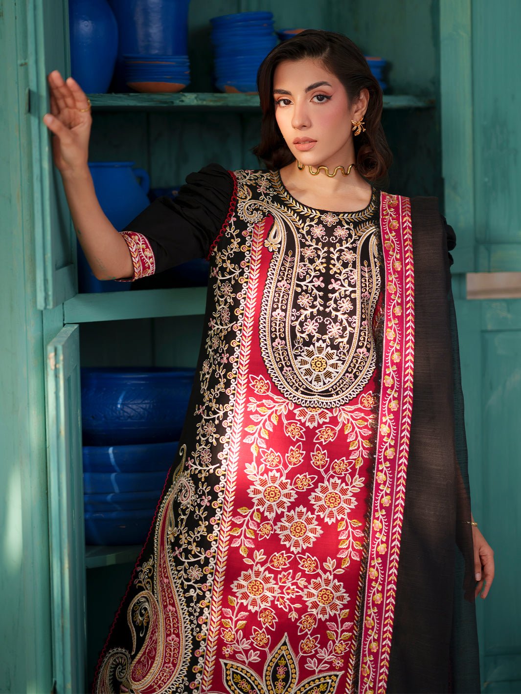 Mahnur | Nilofer Luxury Lawn 26 | NL-12-Brand:Mahnur-Type:Ladies Clothes-Black-Lawn-House of Maryam- Buy in UK, USA