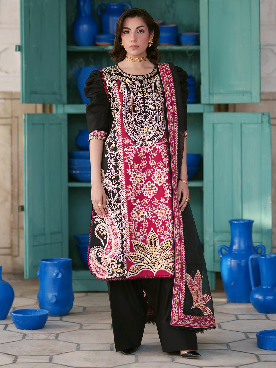 Mahnur | Nilofer Luxury Lawn 26 | NL-12-Brand:Mahnur-Type:Ladies Clothes-Black-Lawn-House of Maryam- Buy in UK, USA