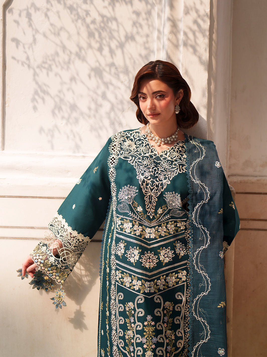 Mahnur | Nilofer Luxury Lawn 26 | NL-13-Brand:Mahnur-Type:Ladies Clothes-Teal Green-Lawn-House of Maryam- Buy in UK, USA